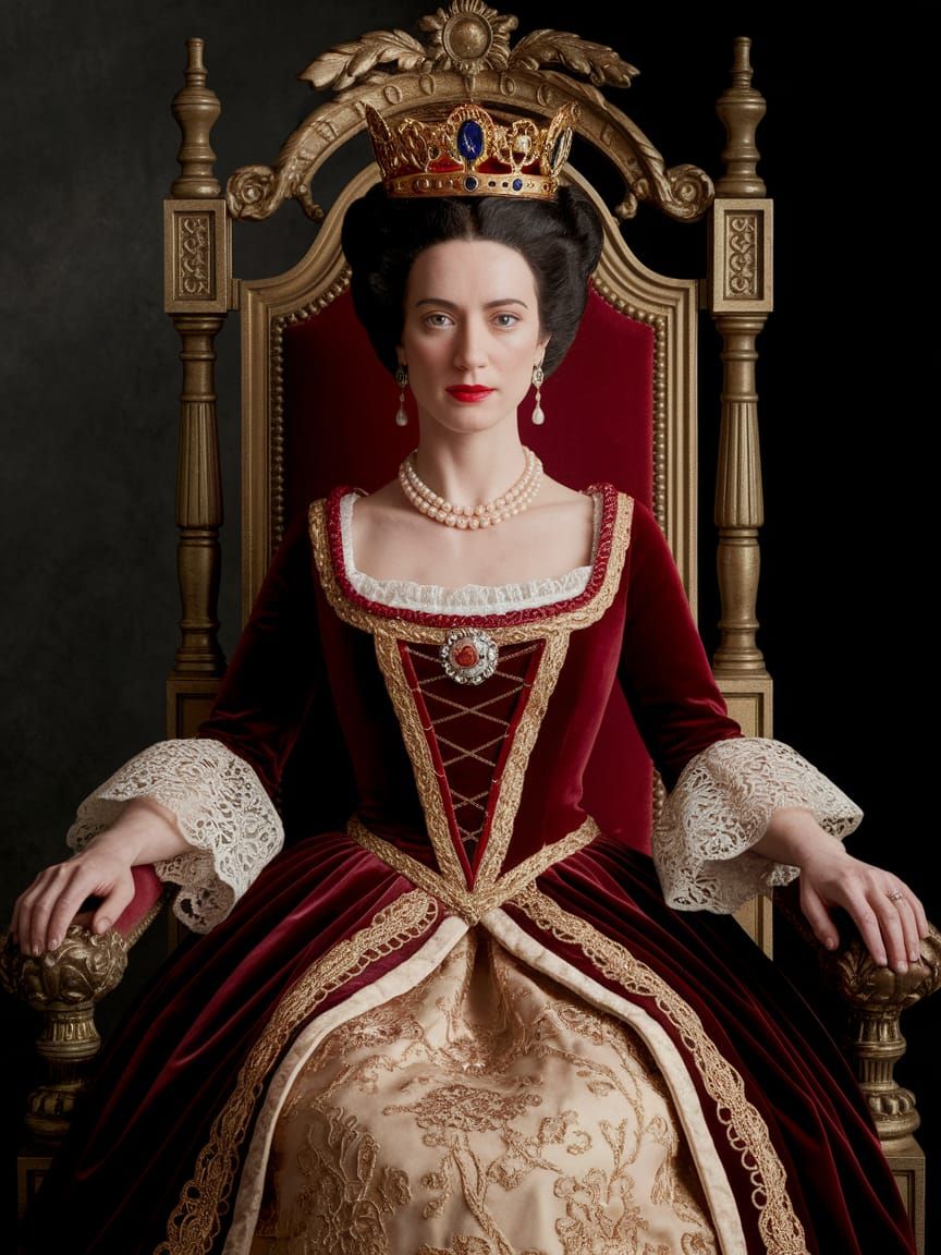 A Regal Woman in Opulent Rococo Style
