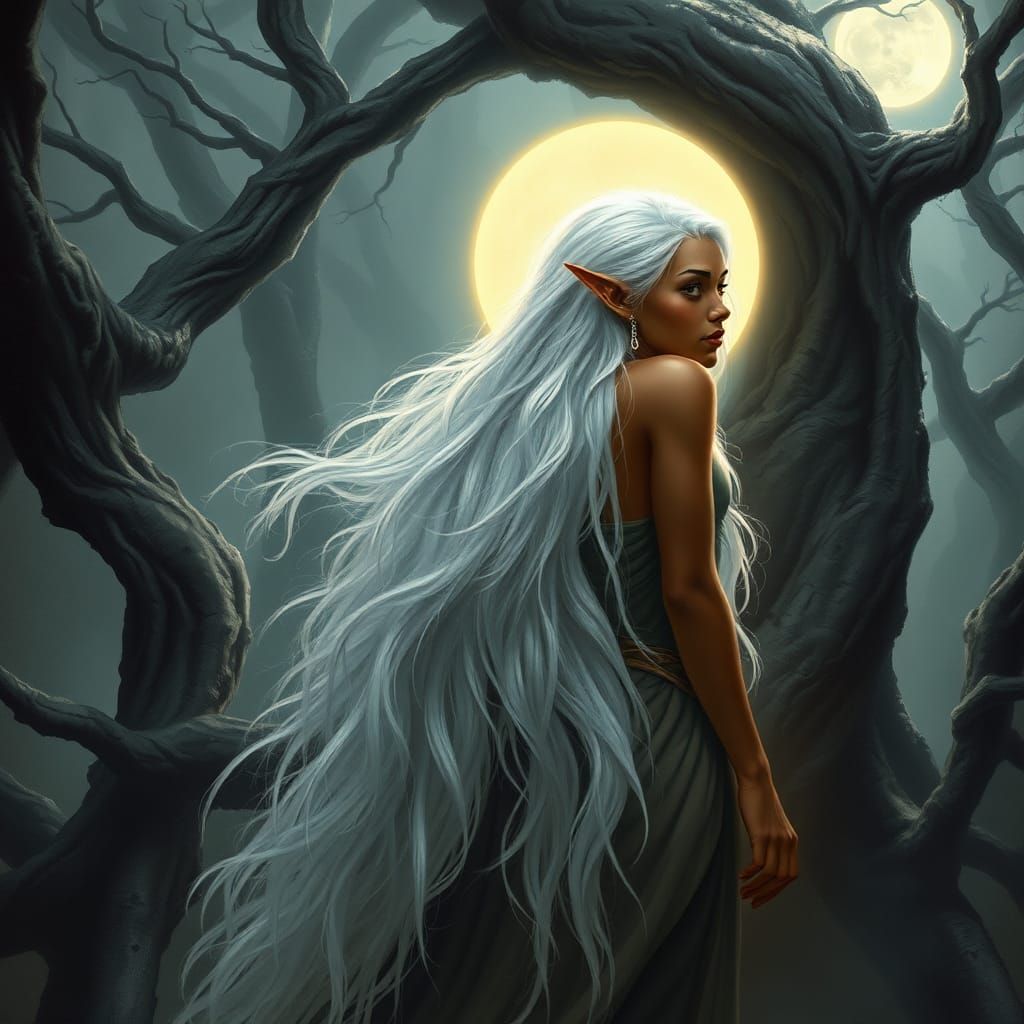 Mystical Druid Elf in Forest, Mystical Realism