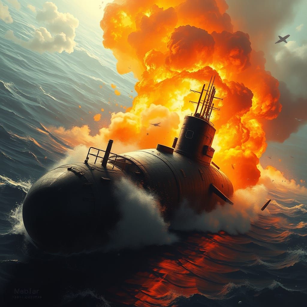 Dramatic Submarine Explosion Digital Painting