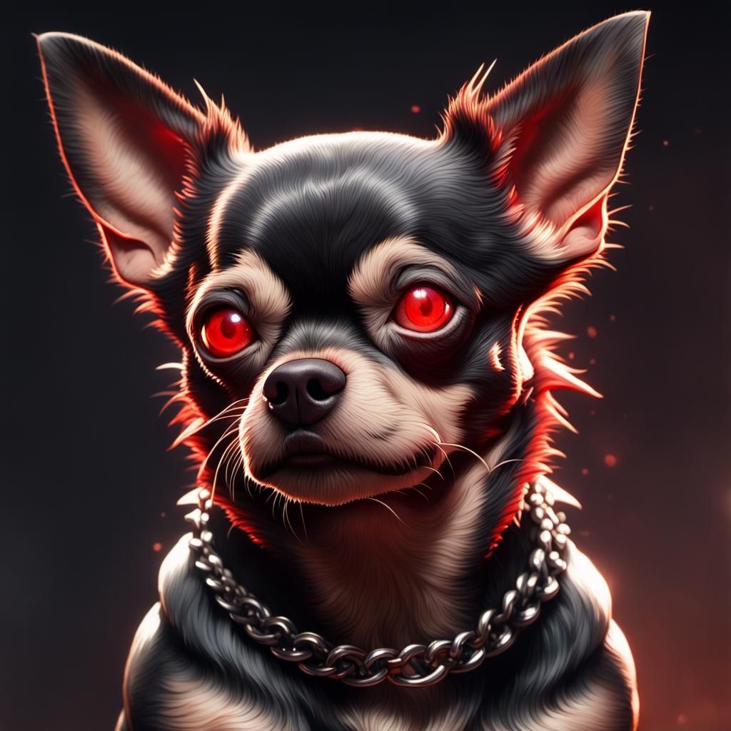 Hulked Up Chihuahua with Glowing Eyes