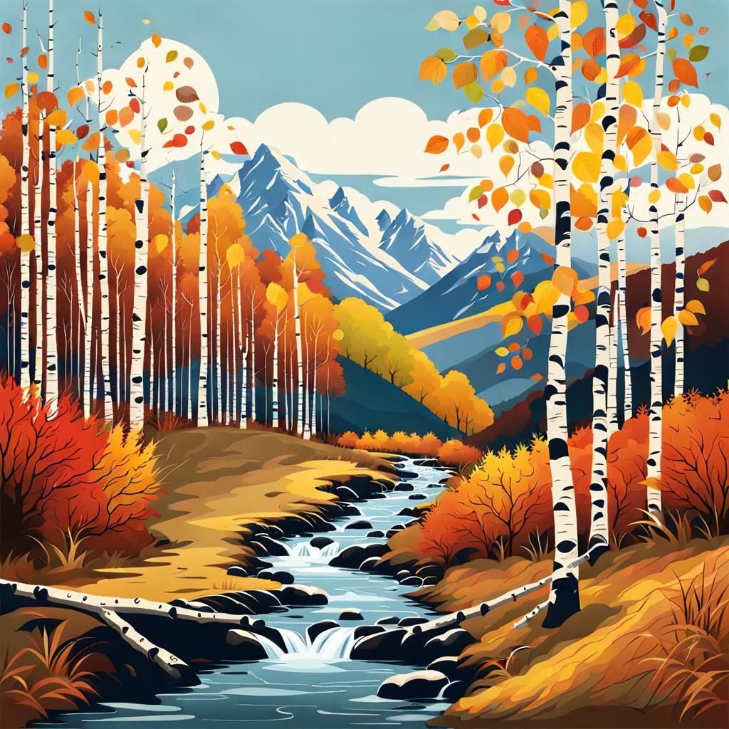 Autumnal Stream in Birch Mountain Forest