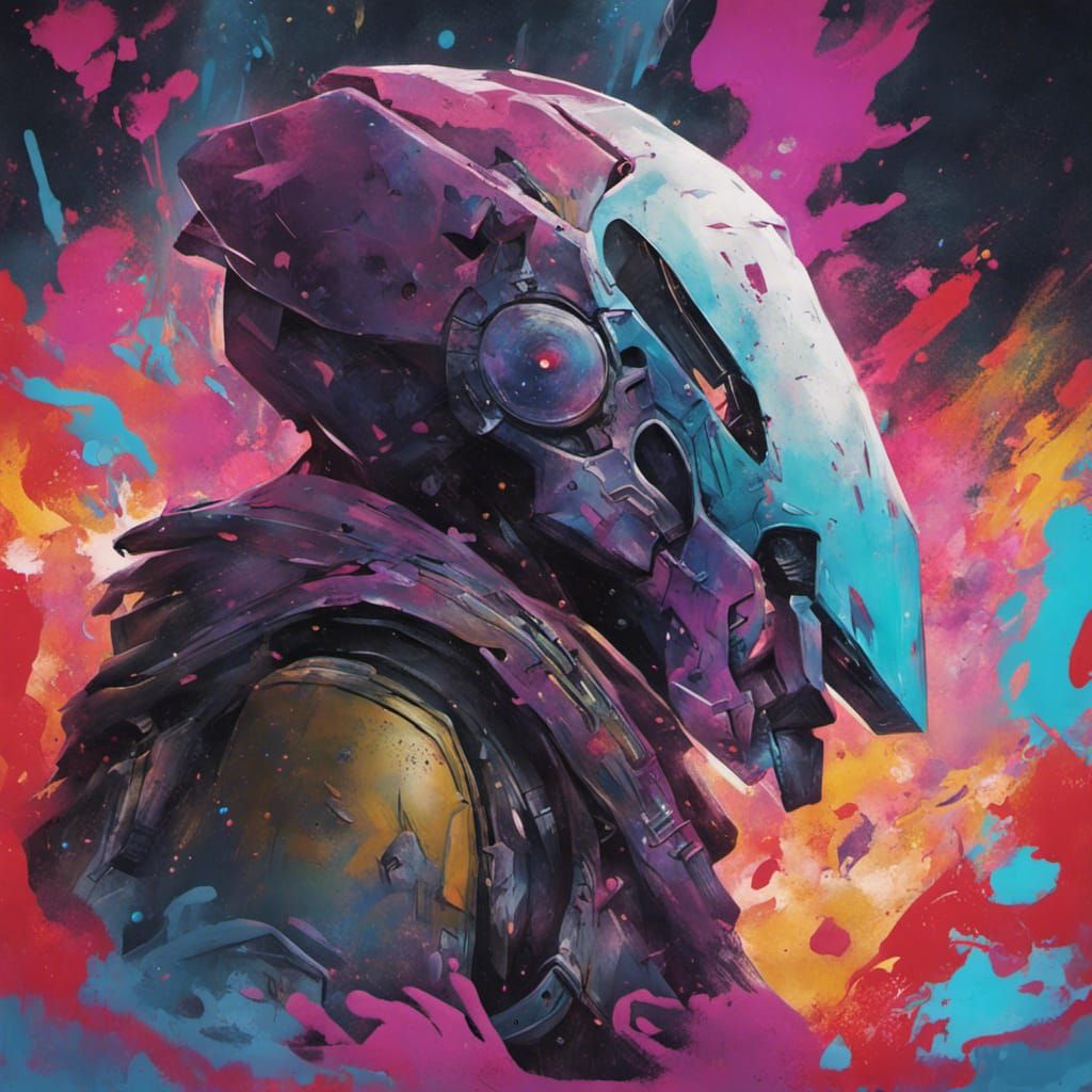 Vibrant Neomuna Nights in Graffiti Art Style