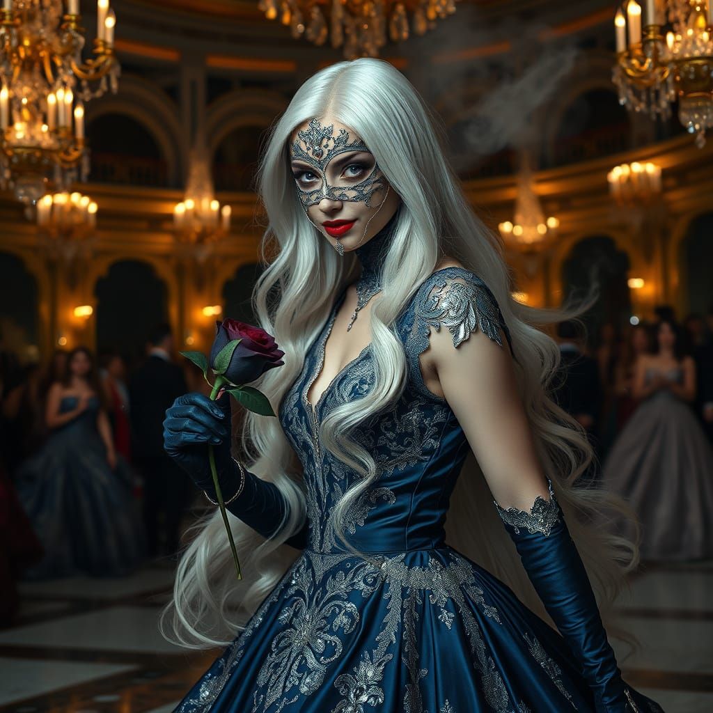 Ethereal Vampire Goddess in Midnight Blue and Silver Rococo ...