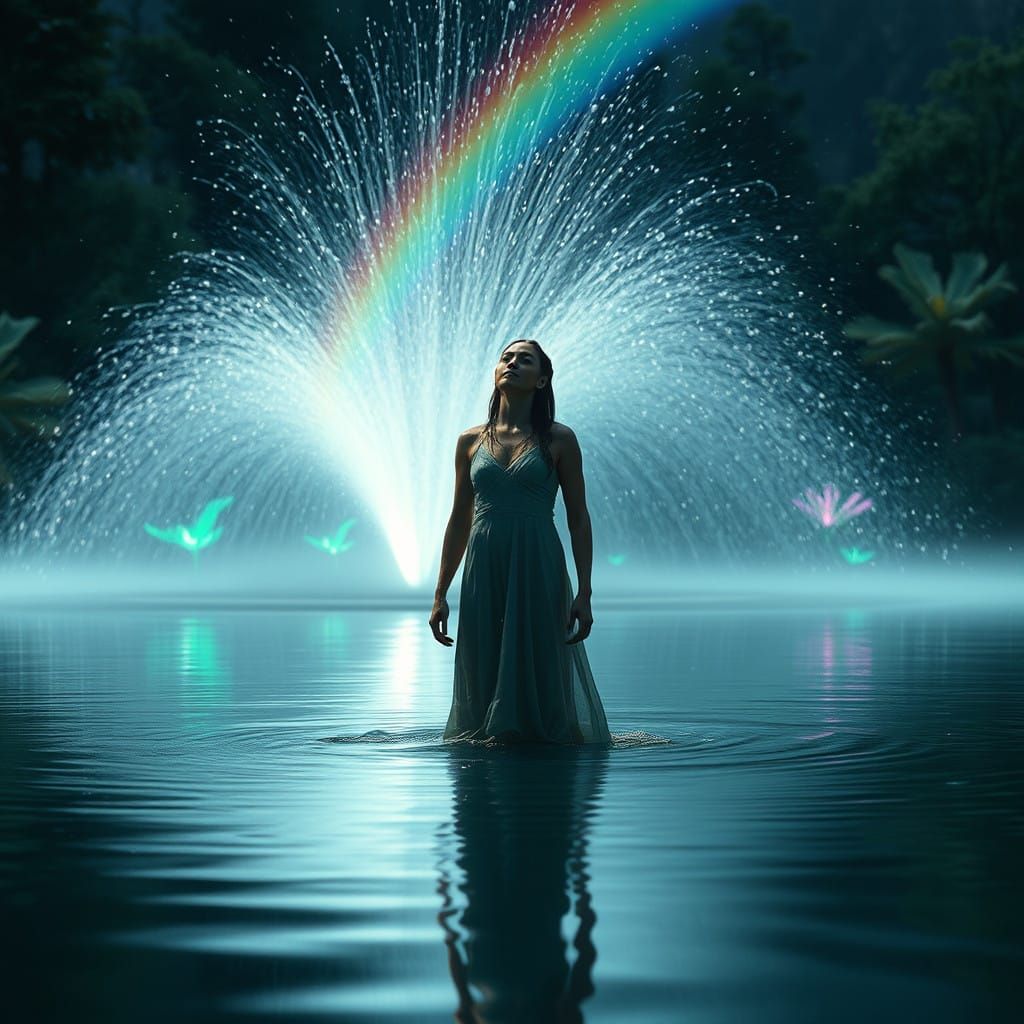 A Tranquil Figure Amidst the Whimsy of Nature