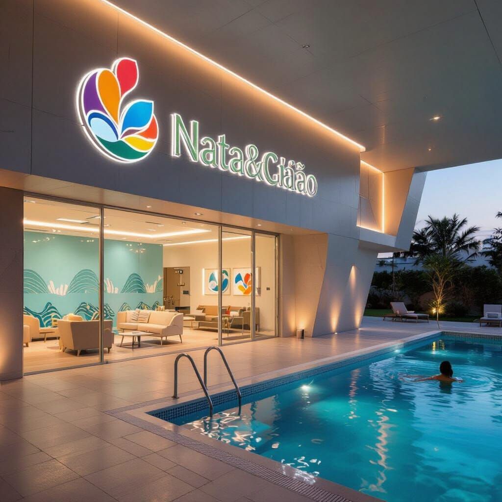 Dynamic Swimming Company Facade in Minimalist Style