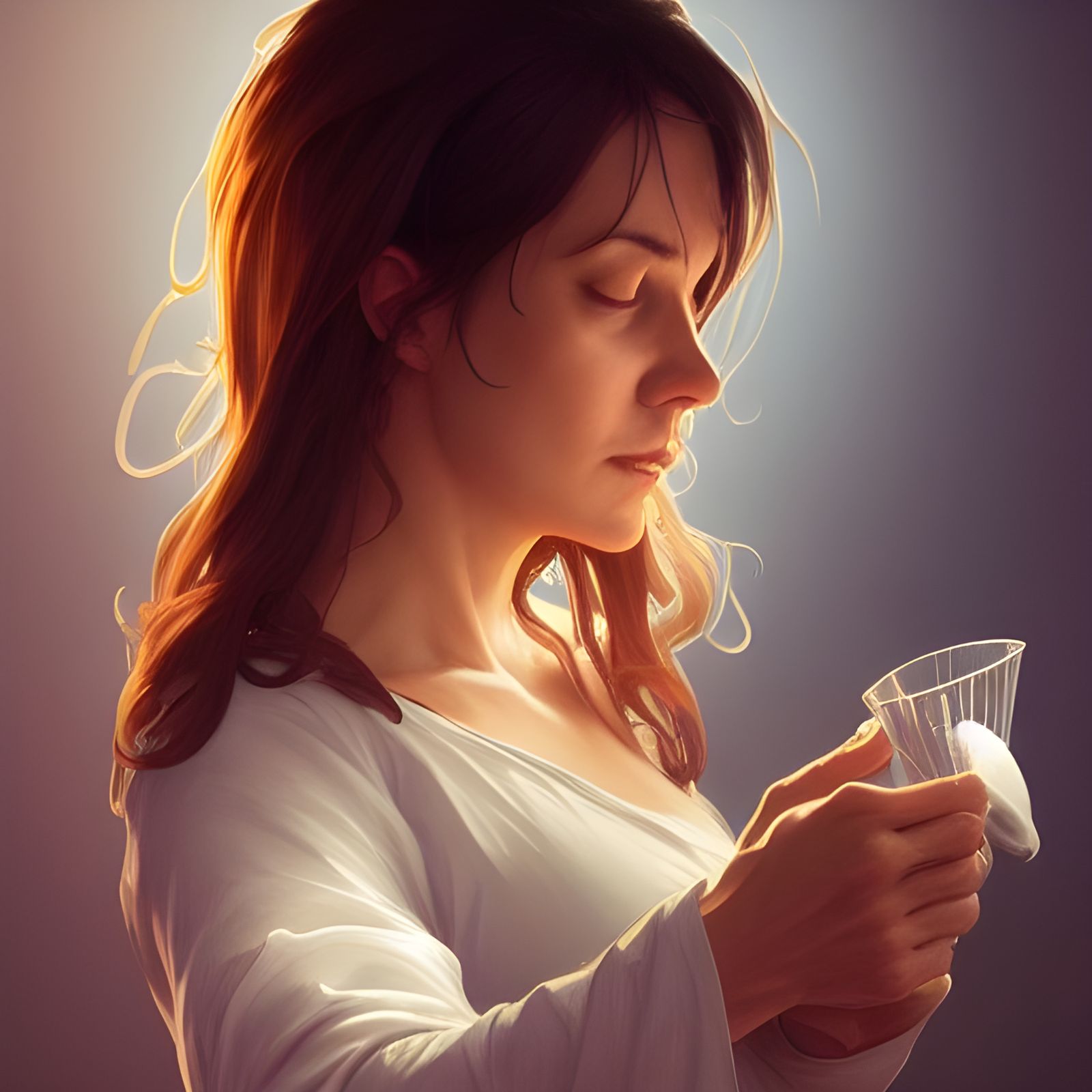 Tired Mom Portrait in Digital Art Style