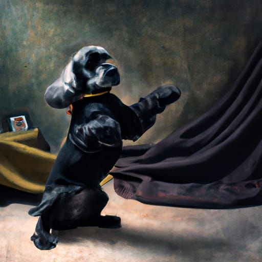 Black Cocker Spaniel Kung Fu in Baroque Style