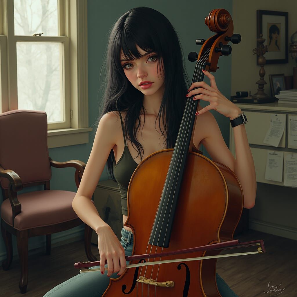 Cello Practice: Moody Lighting and Expressive Character Art