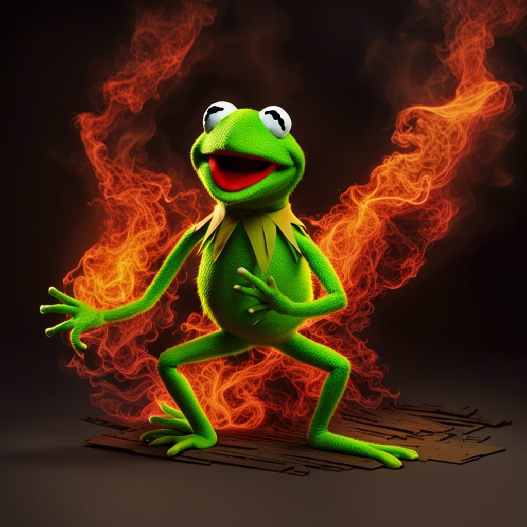 Kermit on Fire: Hyperdetailed Complex Image