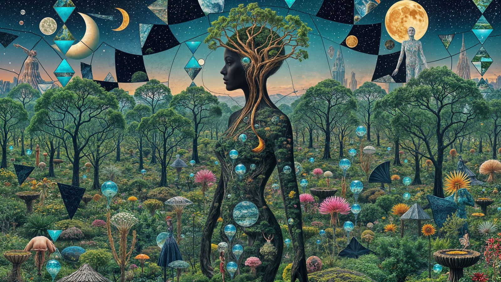 Surreal Ecosystem Goddess in Shattered Reality