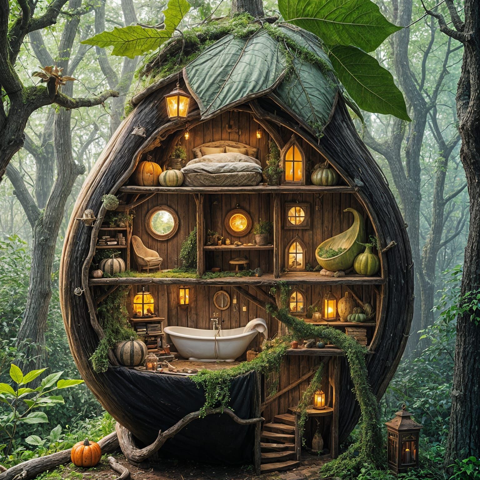 Enchanted Eggplant House: A Whimsical Fantasy in 8k