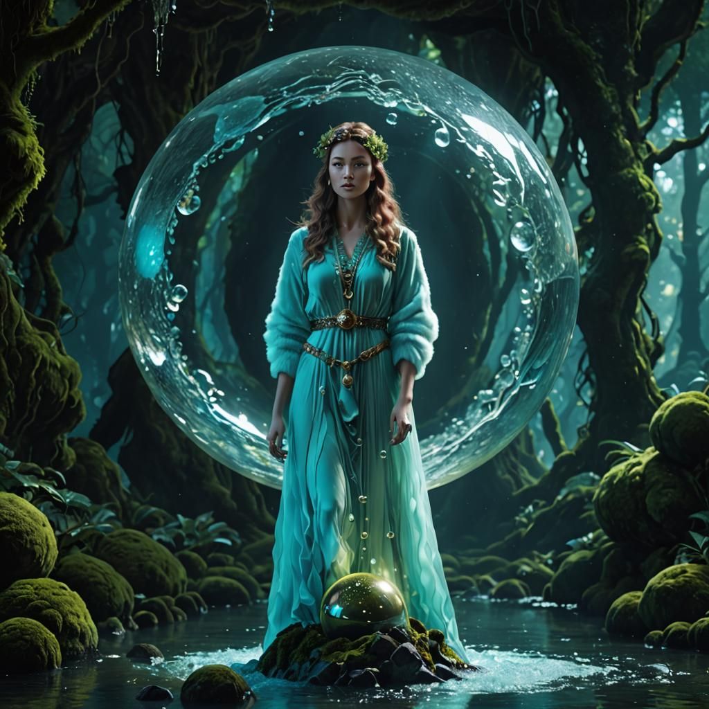 Fantastical Woman with Bronze and Moss Details