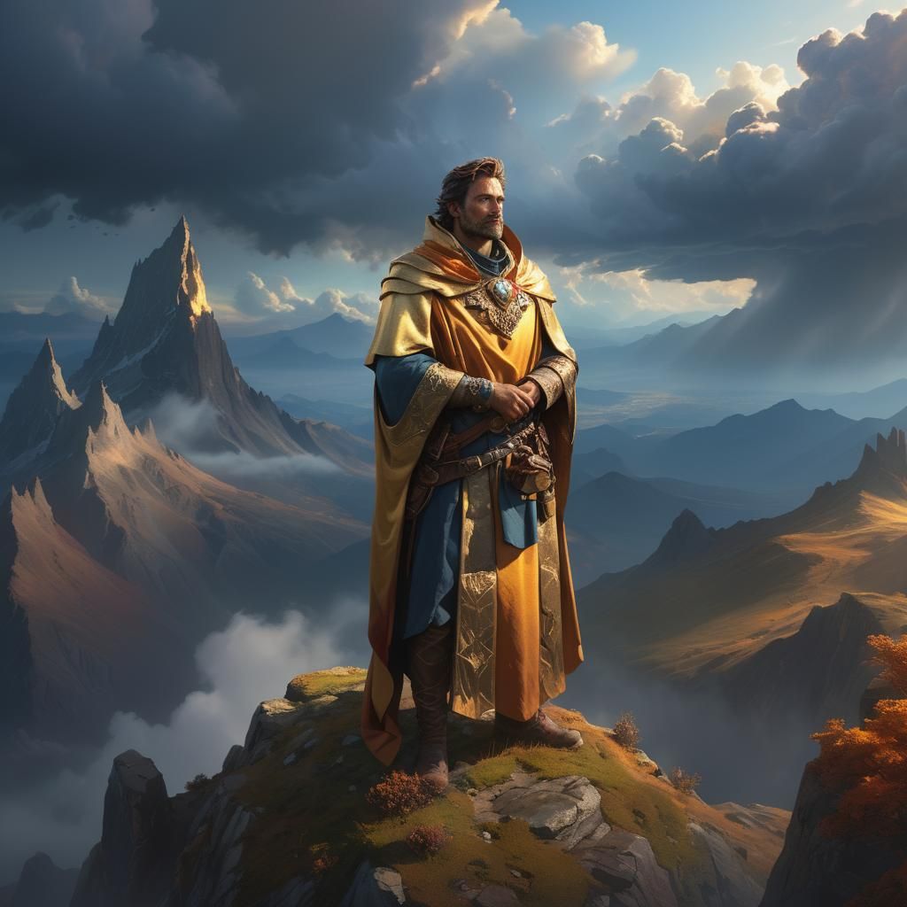 Regal Figure Surveys Alien Landscape in Digital Art