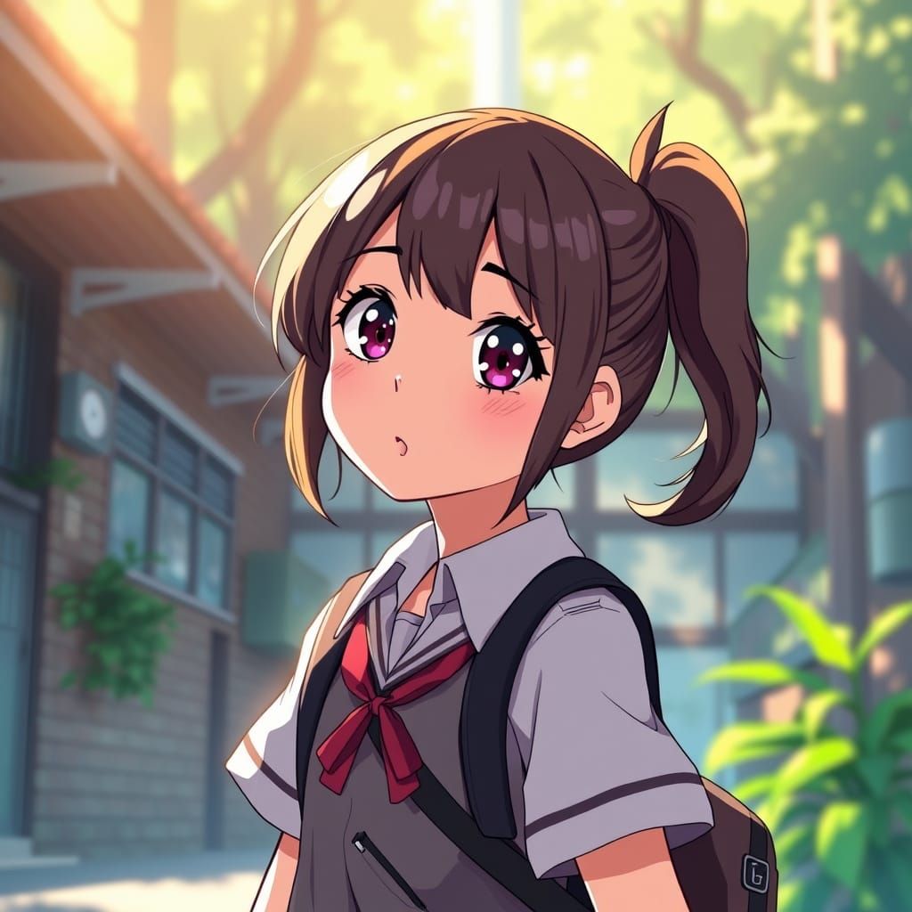 Anya Forger at School in Vibrant Studio Ghibli Style