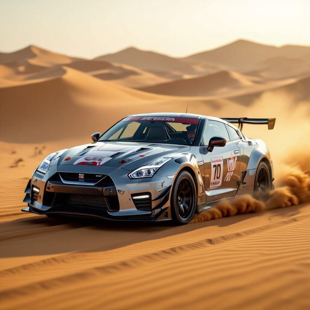 Nissan GT-R Races Through Desert Dunes