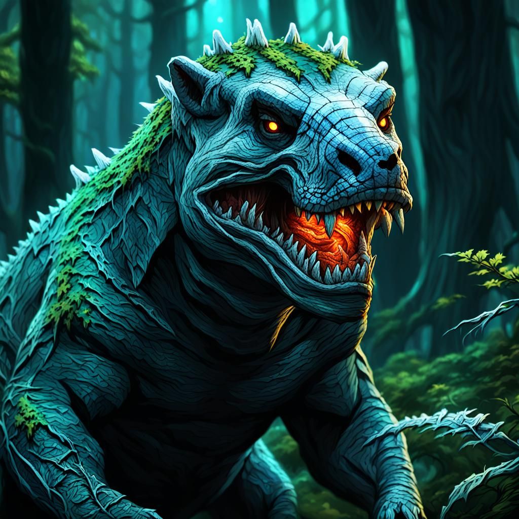 Corrupted Forest Guardian in Dark Fantasy Style