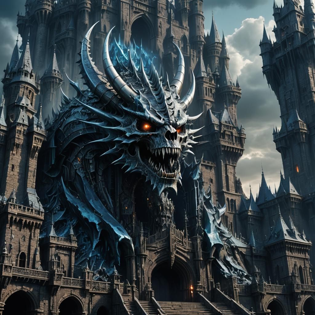 Dragon Skull Castle: Dark Fantasy Matte Painting