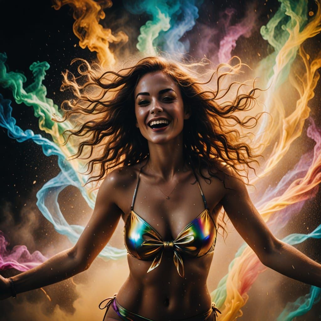 Sultry Goddess in Iridescent Mist