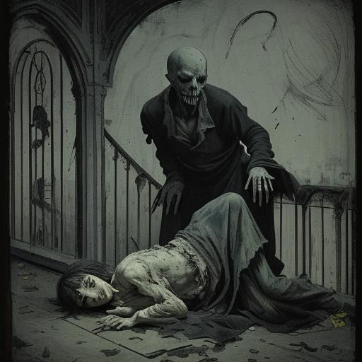 Ghoul's Descent: A Surreal Digital Painting