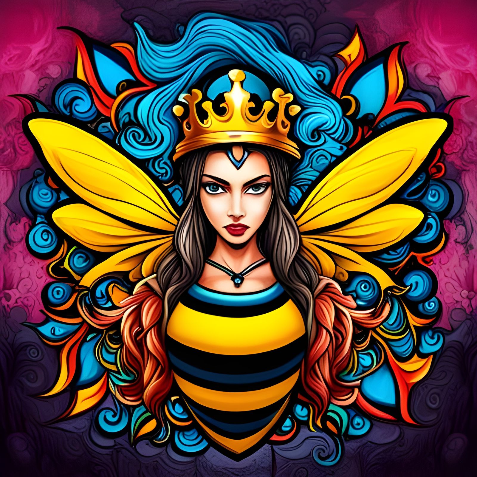 Queen Bee Graffiti Art in Street Style