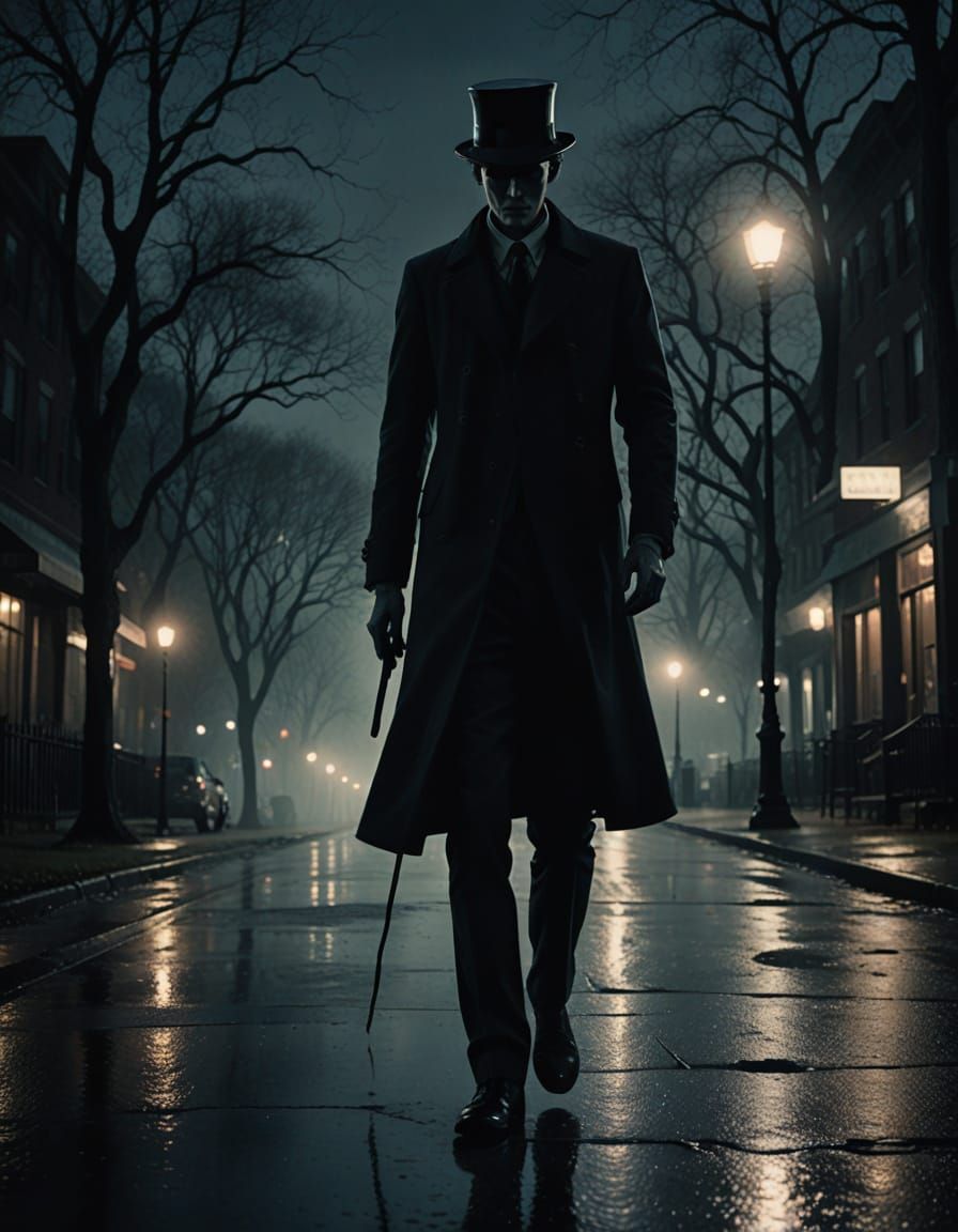 Noir Film: Man with Top Hat in Moonlight