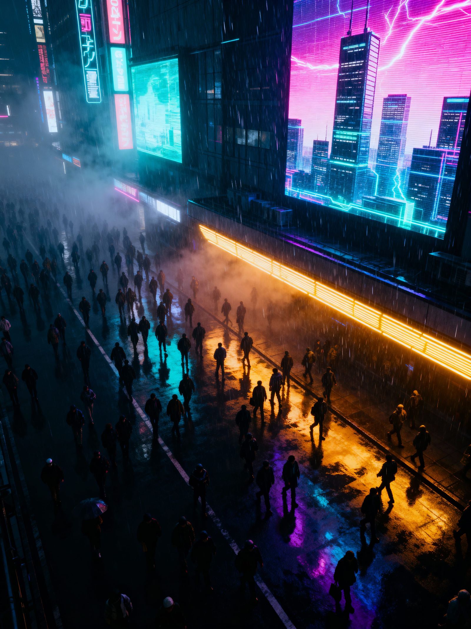 Futuristic Tokyo 2049: Dystopian Neon Cityscape