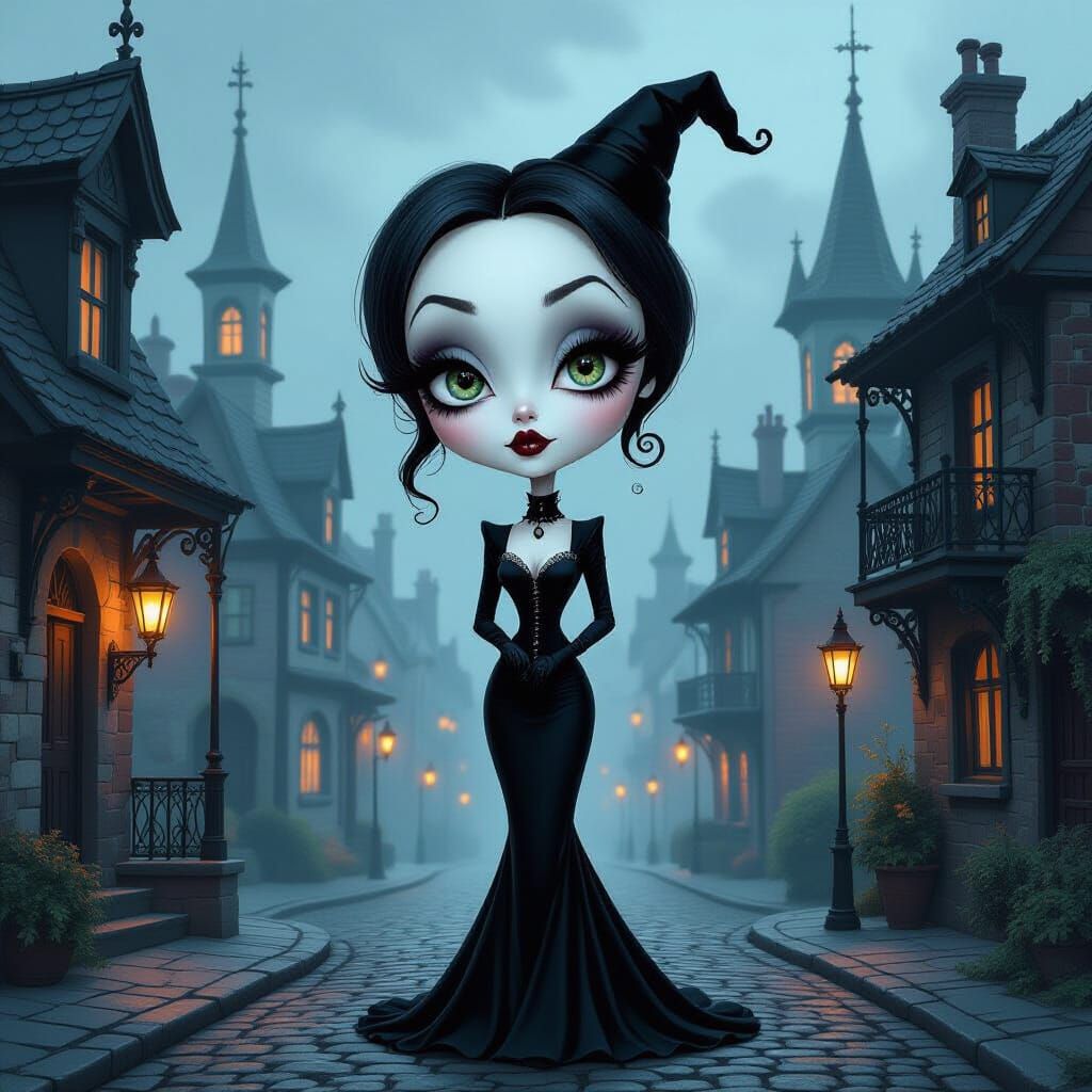 Gothic Halloween Model in Burton-Inspired Style