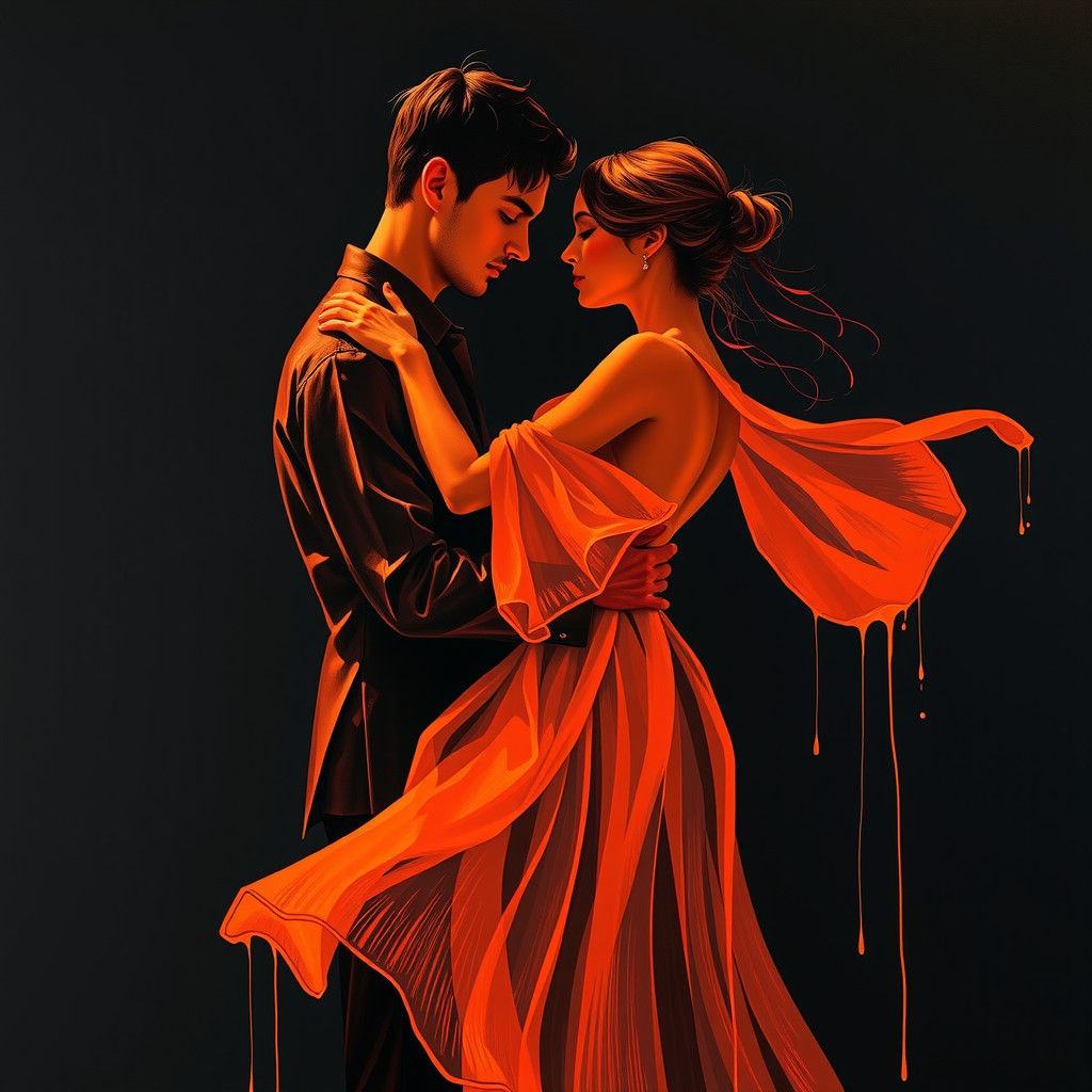 Passionate Dance in Abstract Expressionist Style