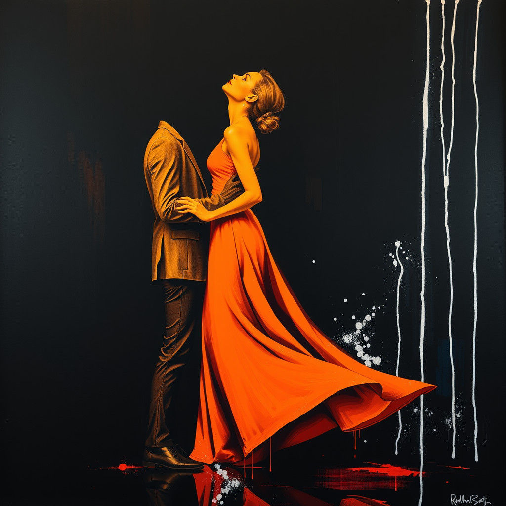 Passionate Embrace: Silhouettes in an Expressionist Style