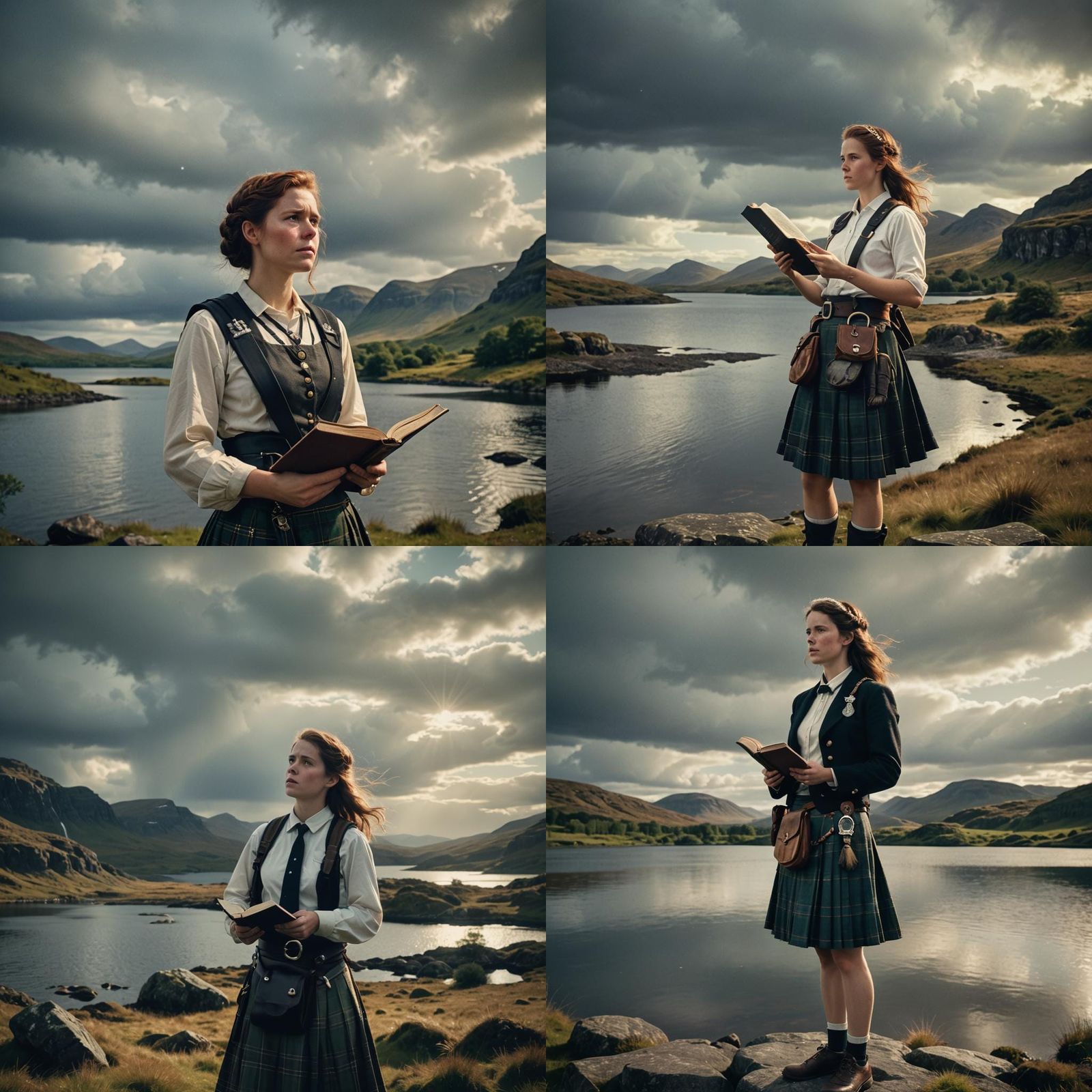 Scottish Woman with Book in Cinematic Lighting