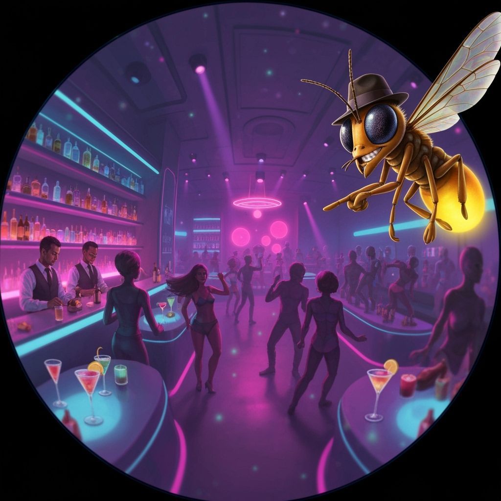 Mischievous Firefly Photobombs Alien Nightclub Scene