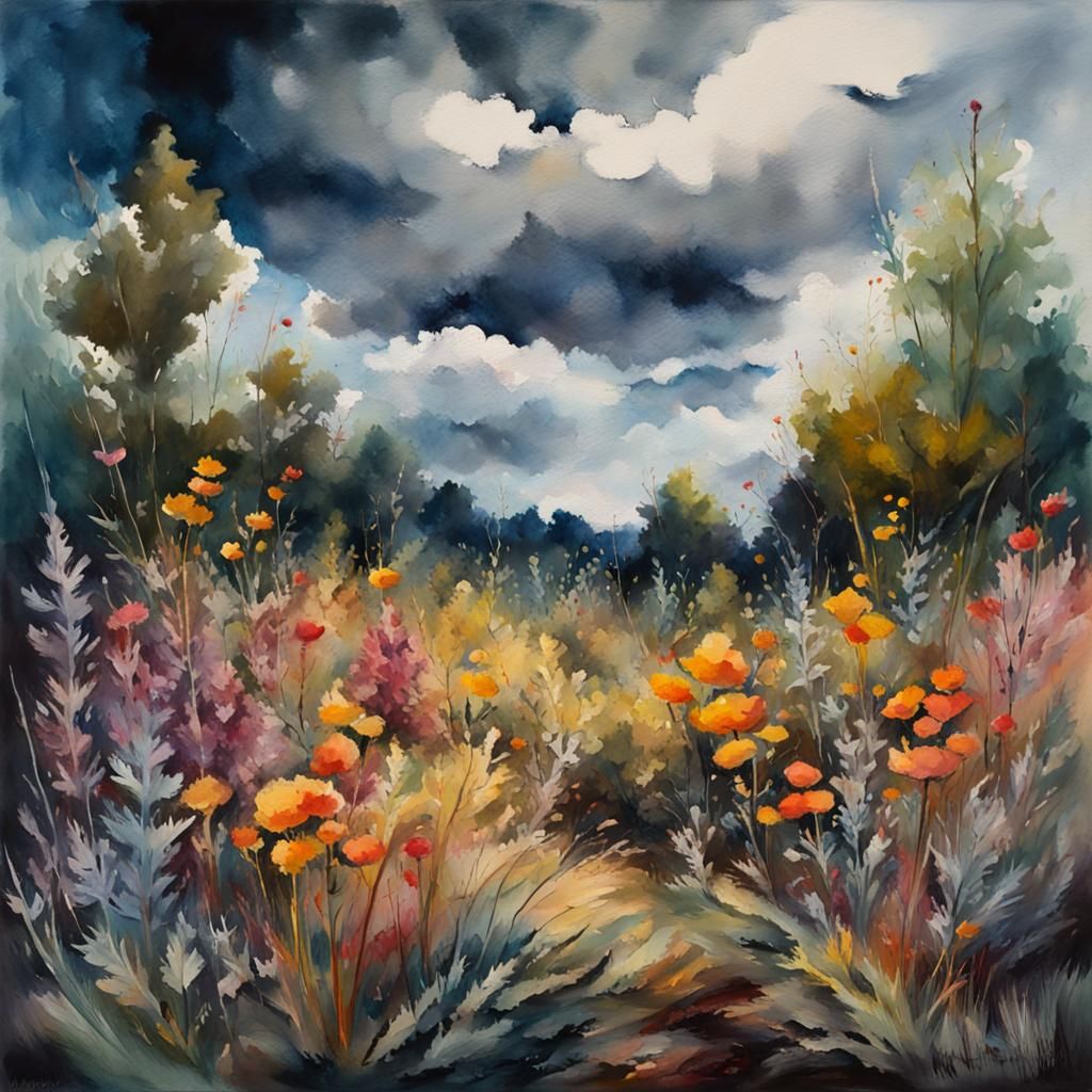 Magical Weeds Transform in Gouache Impressionist Style