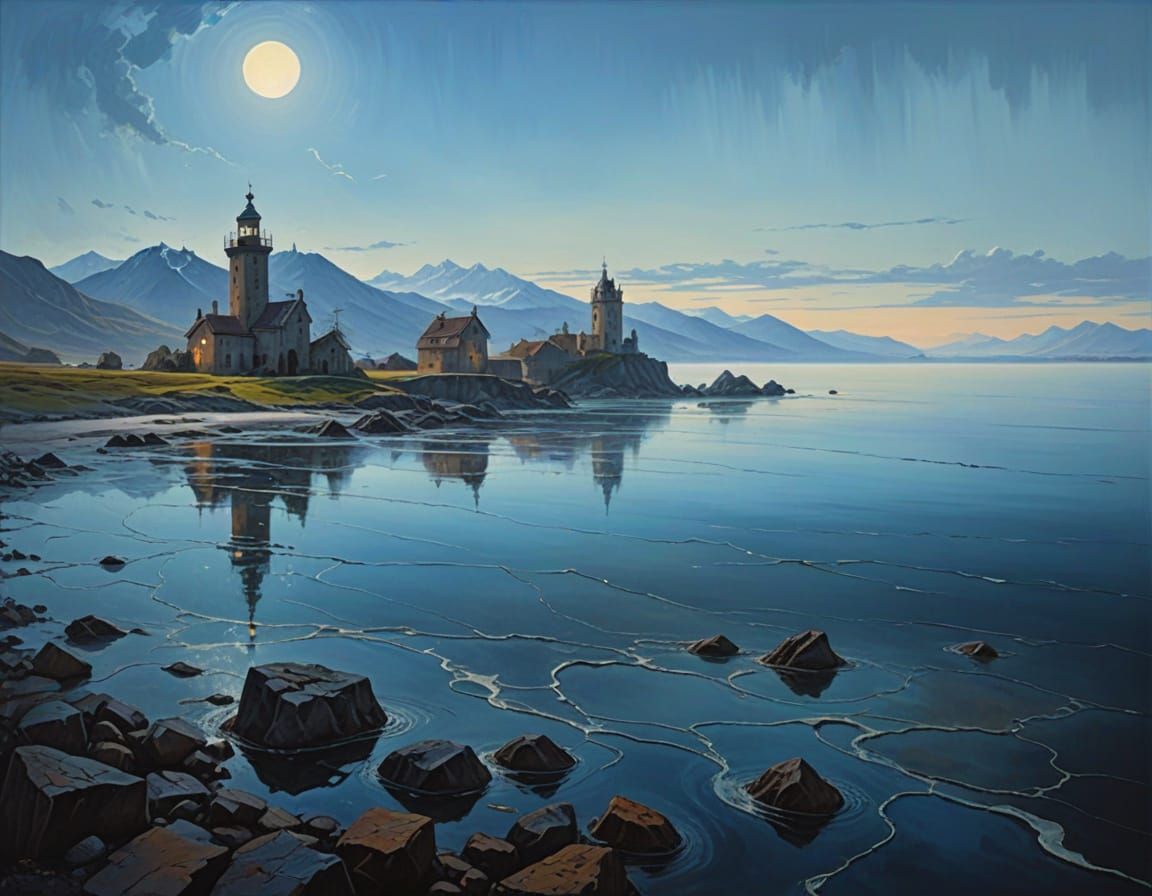 Surreal Oil Painting of Melting Sea by a Master Artist