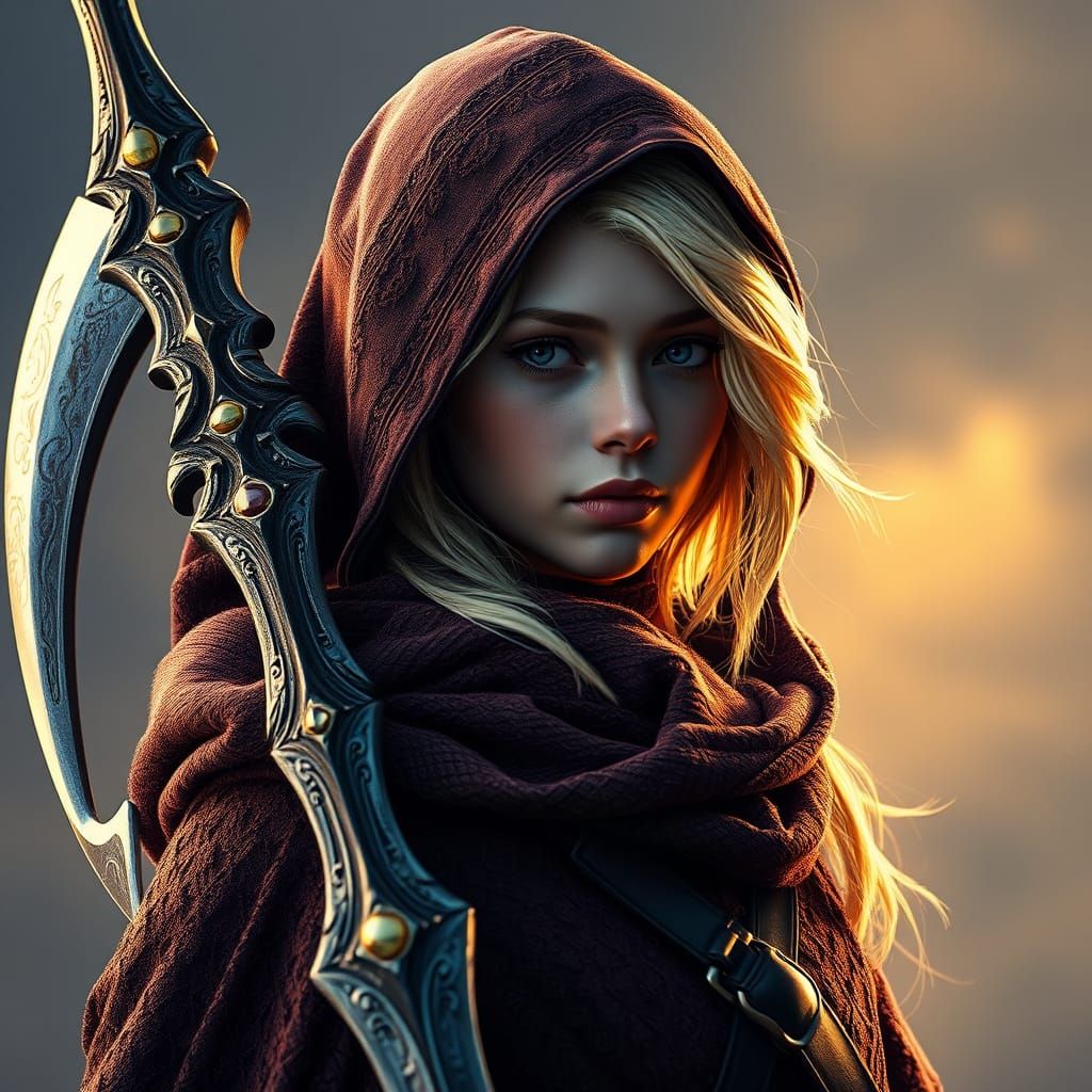 Mystical Viking Warrior in Brown Lace Cape