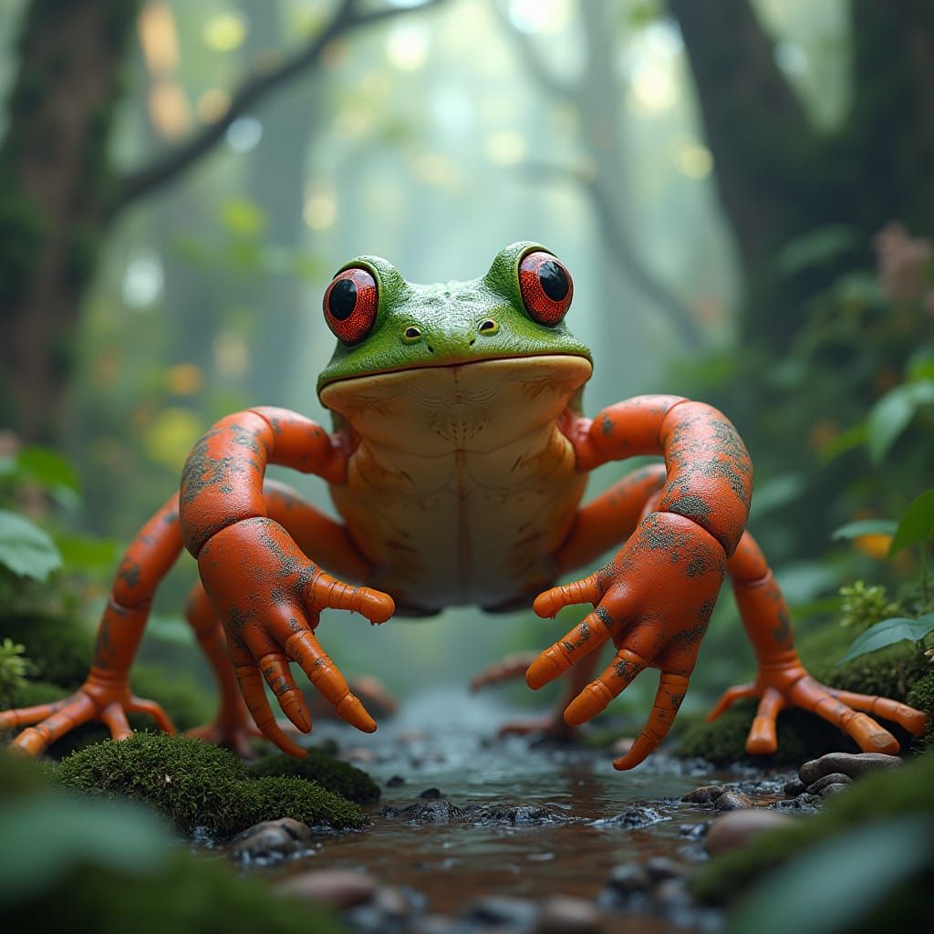 Fantasy Frog Crab Hybrid in Vibrant Landscape