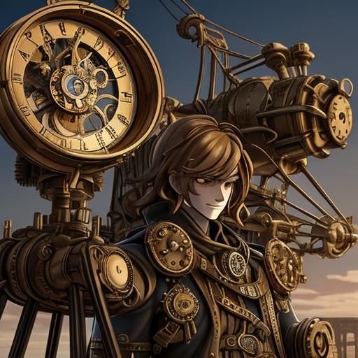 Steampunk Zeppelin with Gear-Adorned Propeller