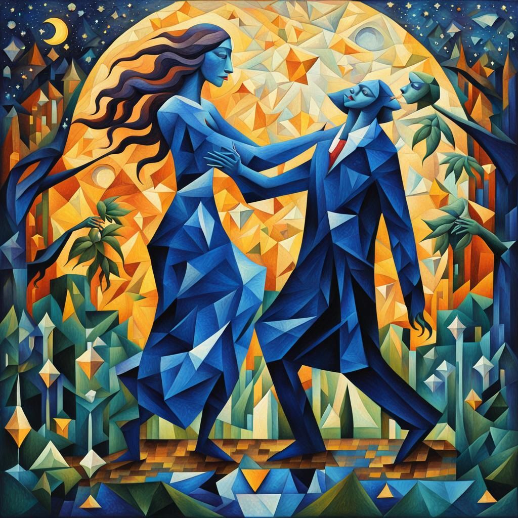 Neo-Cubist Dance in a Crystal Garden