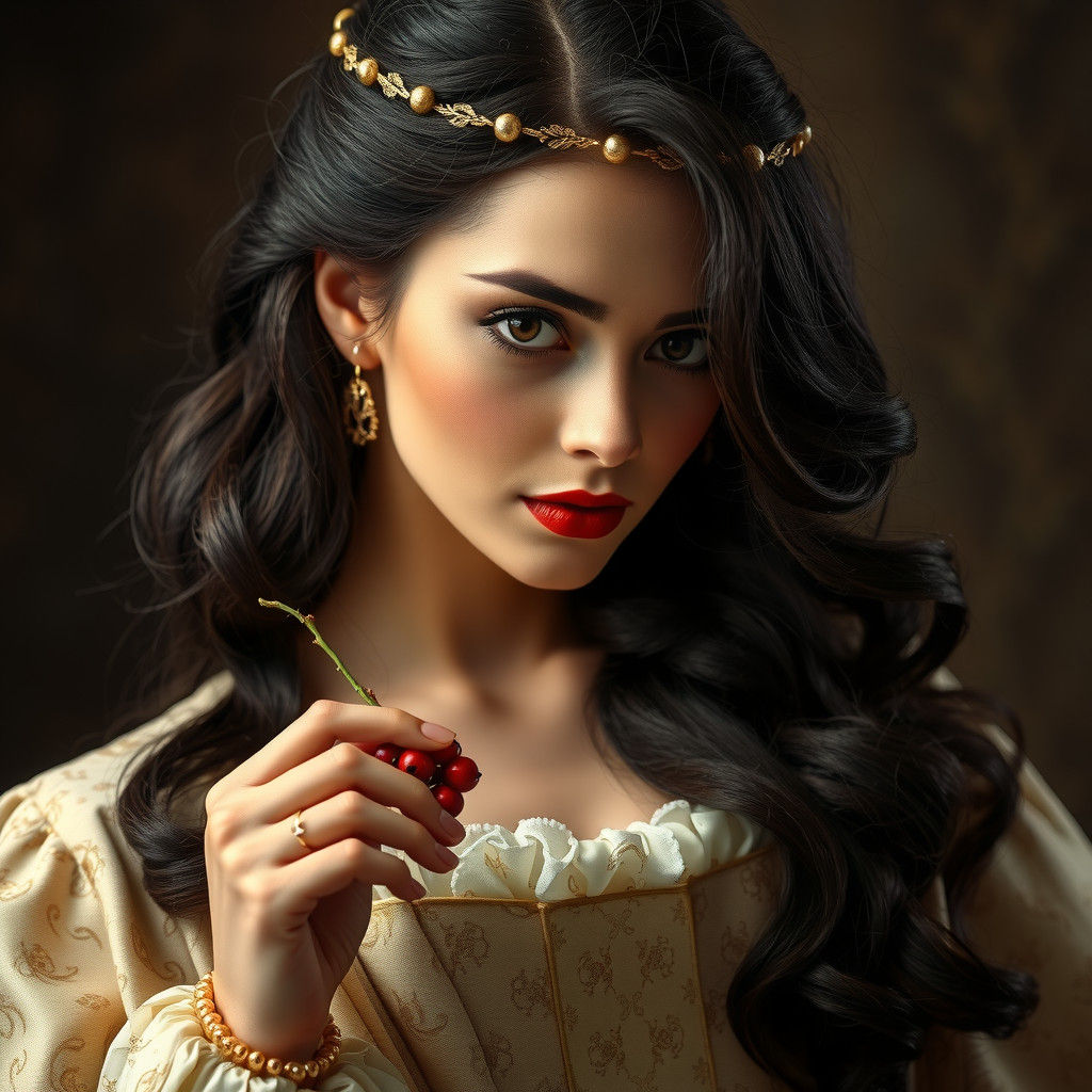 Ravishing Beauty with Raven Hair in Old Master Style