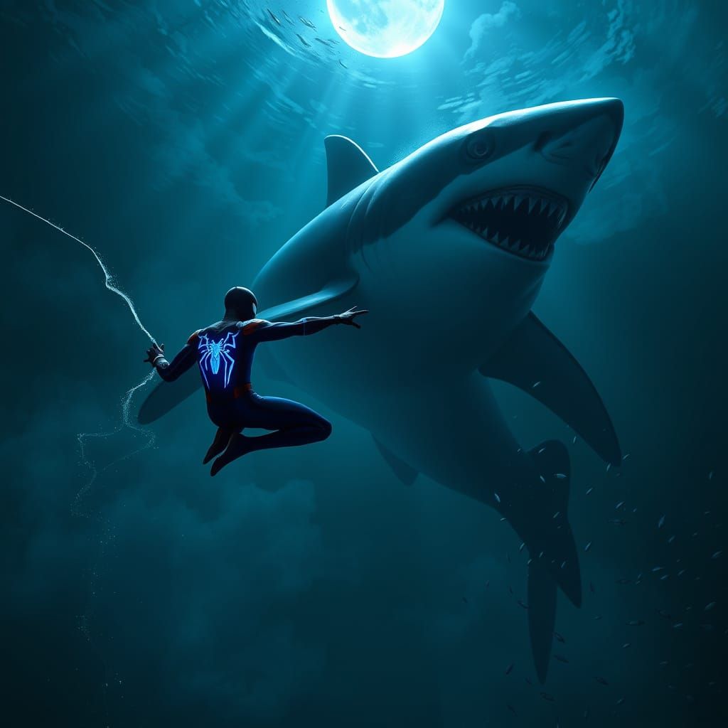 Spider-Man in an Underwater Abyss