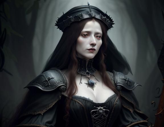 Death Personified: Matte Oil Painting of a Young Woman