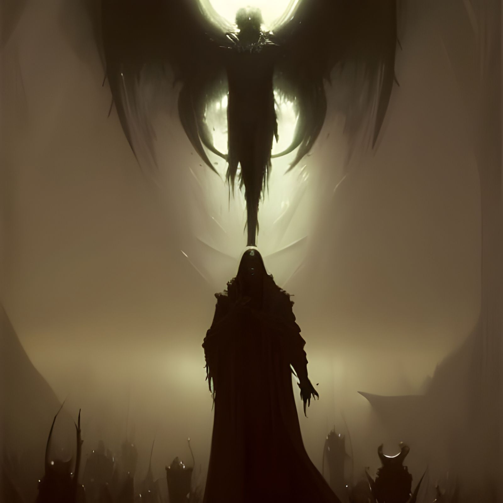 Sinister Deal in Snow, Dark Fantasy Art