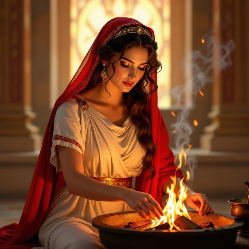Hestia, Greek Goddess of the Hearth, Digital Painting