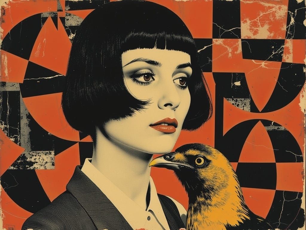 Psychedelic Fashion Model in Groovy Kaleidoscope Background