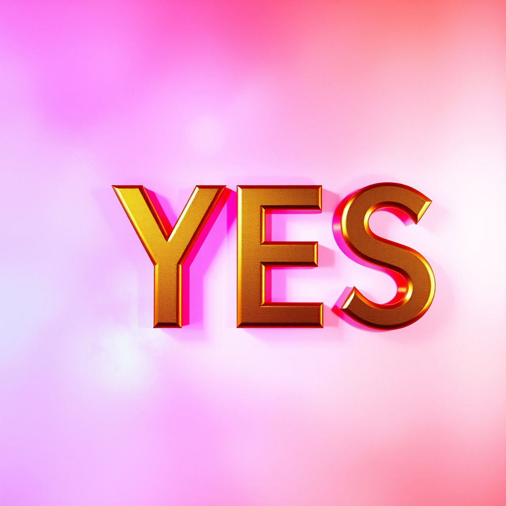 Luxurious Typographic Artwork: Metallic Gold "YES"