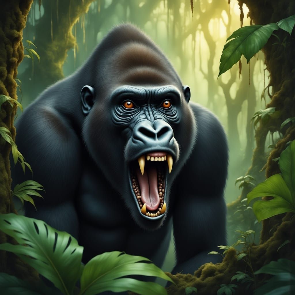 Gorilla in Jungle Landscape
