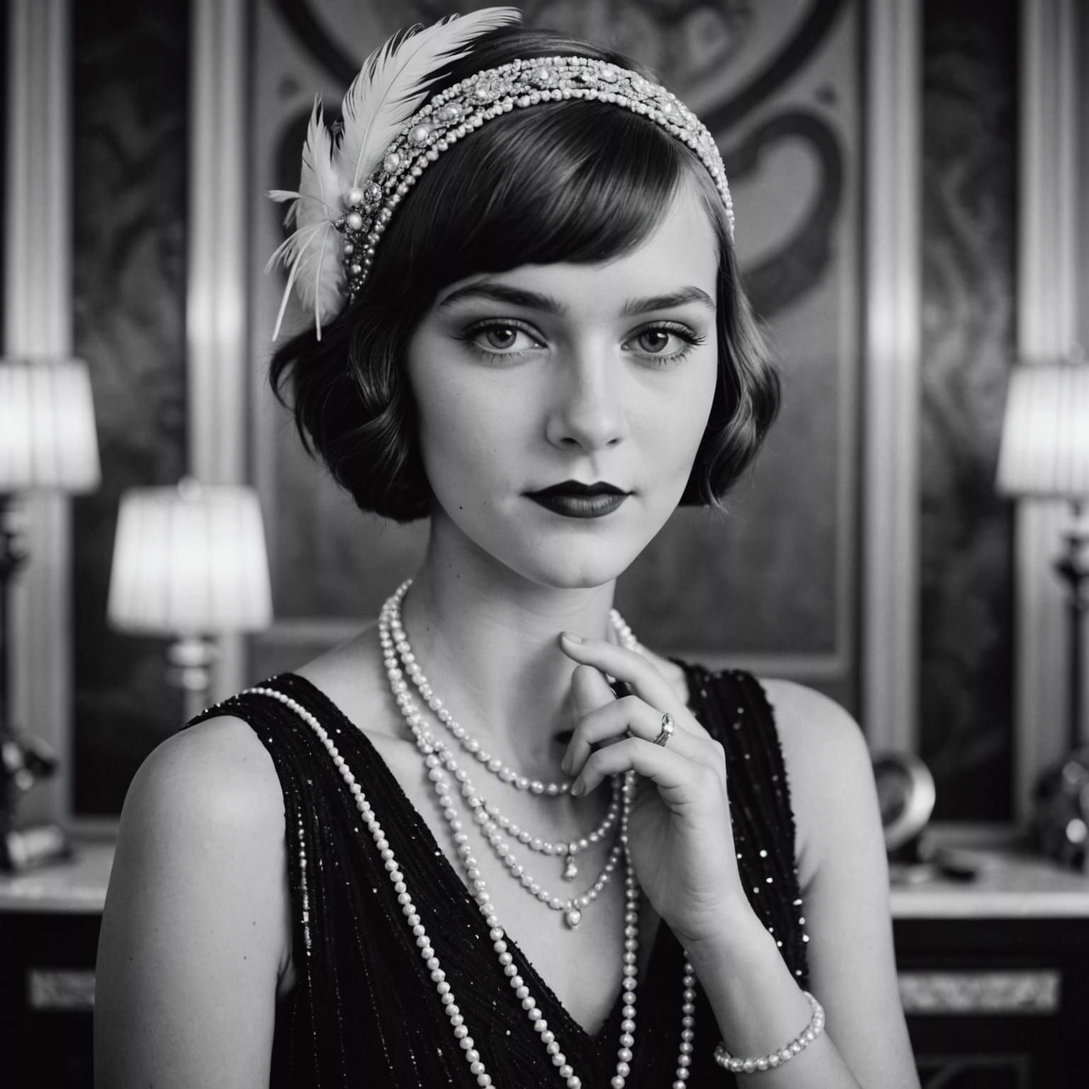 Teenage Girl Selfie in 1920s Flapper Style