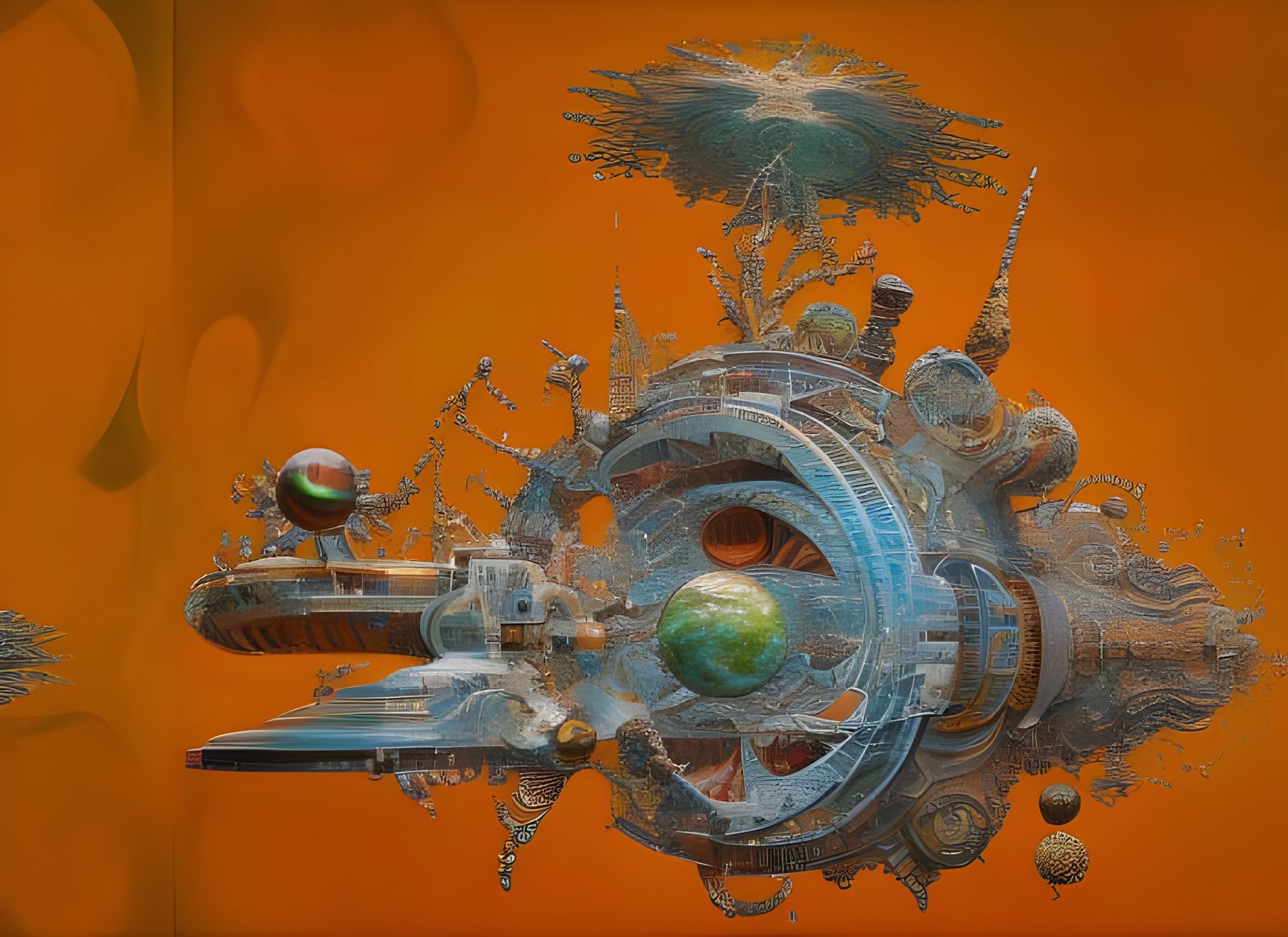 Abstract Fractal Painting with Geometric Elements