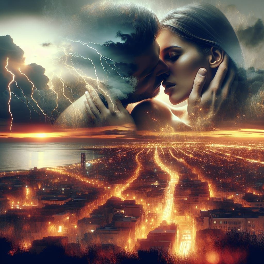 Hyper-Realistic Double Exposure Art in Exotic Stormy Aesthet...