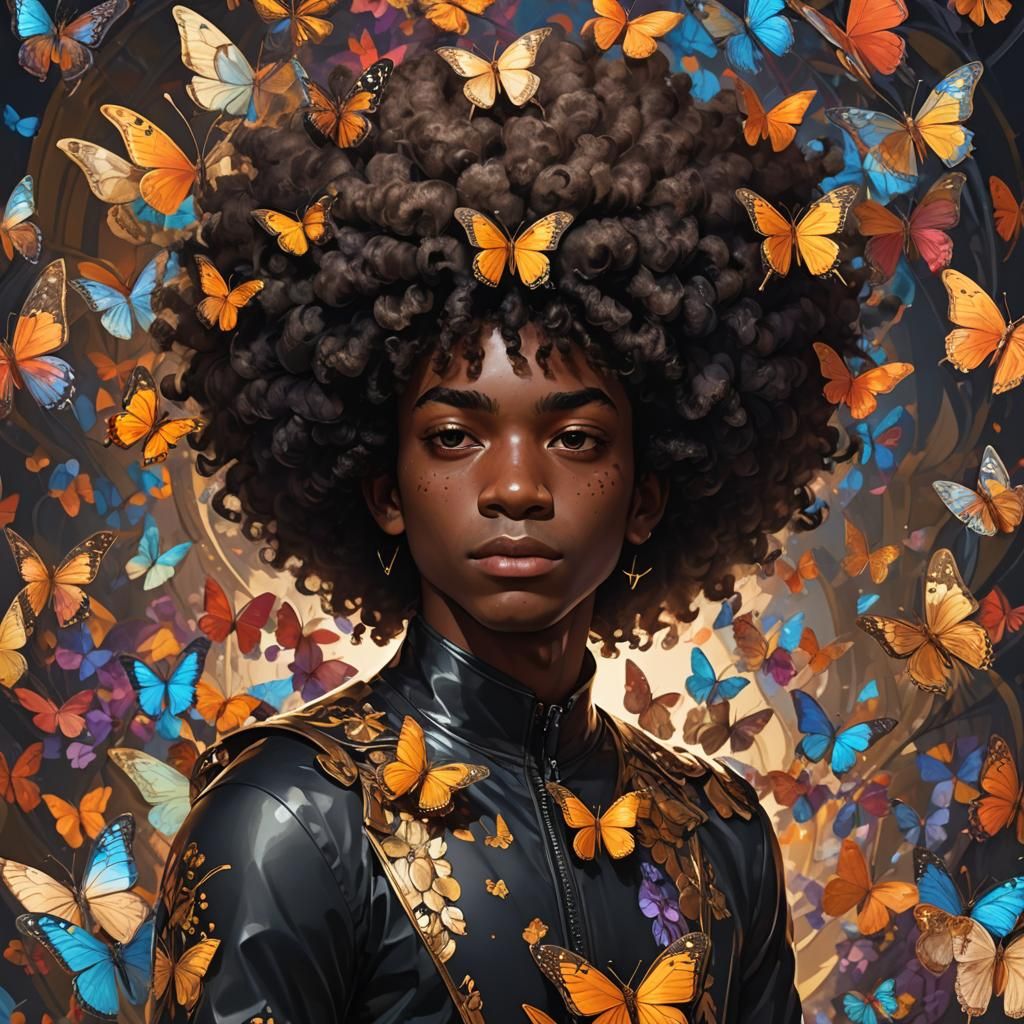 Butterfly Suit Portrait in Hyperdetailed Style