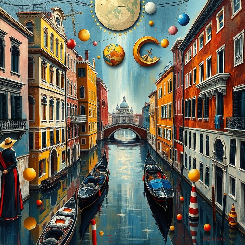 Ethereal Parallax Landscape in Canaletto's Impasto Style